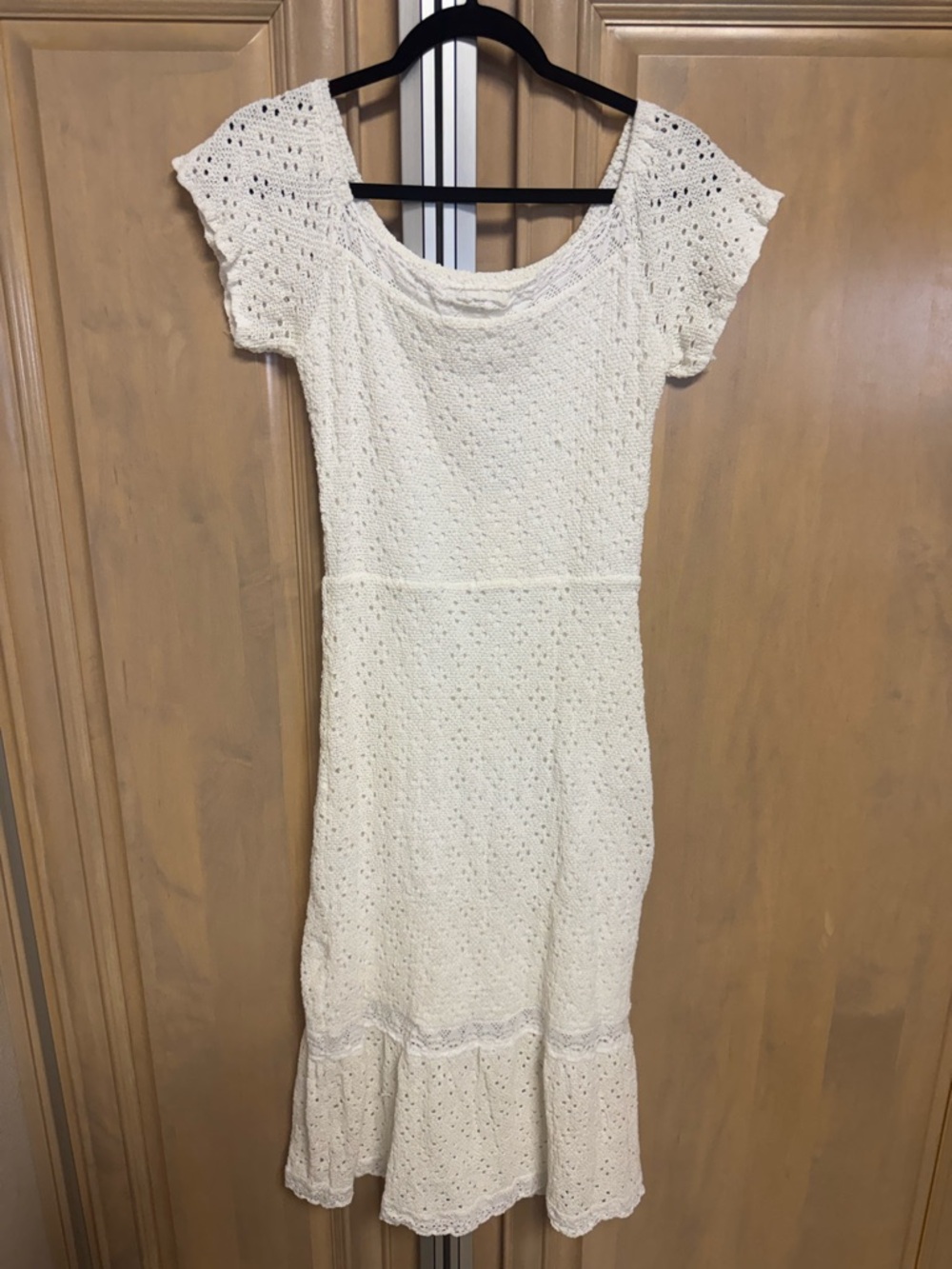 Nightcap Clothing White Summer Sun Sol Crochet Scoop-Neck Midi Dress Large MWT